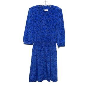 Lady Carol Vintage Dress Floral Leaf Leaves Womens L XL Union Made USA See Meas